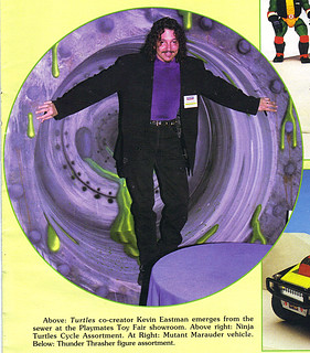 Tomart's Action Figure Digest #xx :: pgs.26, 27 TOY FAIR '97, PLAYMATES "NINJA TURTLES: THE NEXT MUTATION / ..Eastman in the showroom sewers  (( April 1997 ))