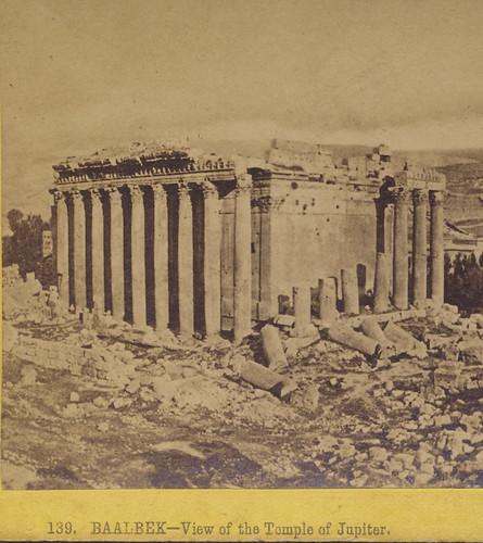 baalbek templeofjupiter ruins building lebanon heliopolis beqaa valley stereoview historical roman stereoscopicphotograph
