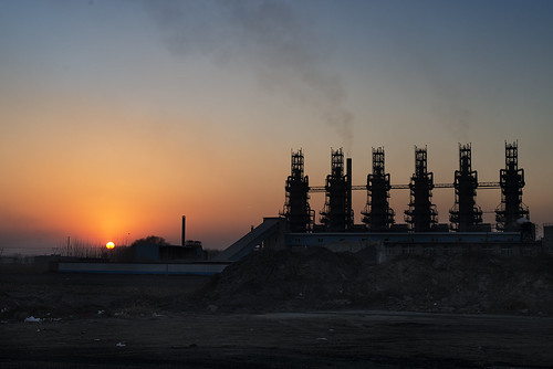 china sunset sun industry silhouette evening industrial glow dusk steel smoke pollution hebei six manufacturing steelmill tangshan polluting thechallengefactory