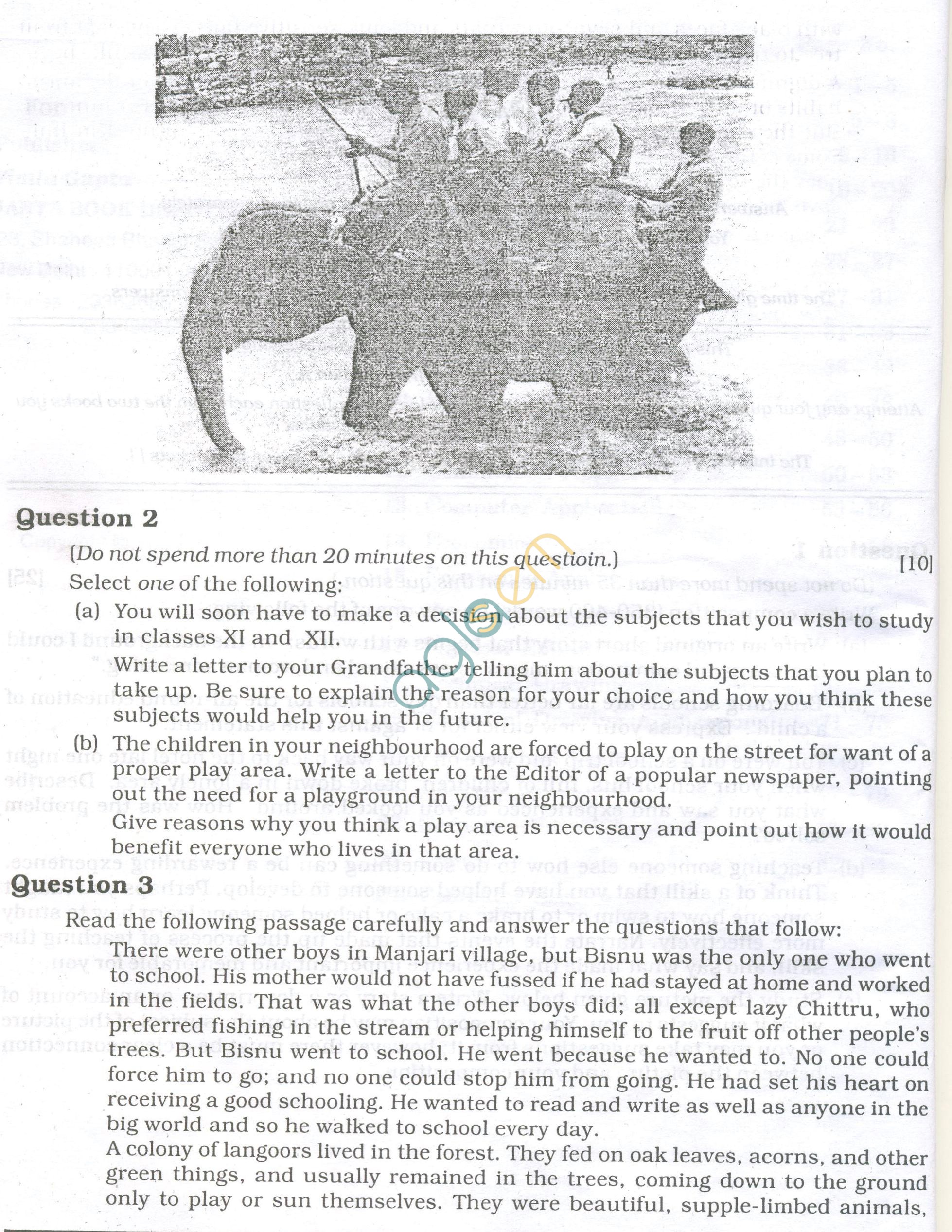 ICSE Question Papers 2013 for Class 10 - English Paper - 1