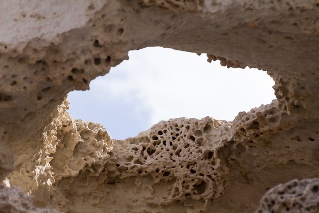 Hole in overhead sandstone structure