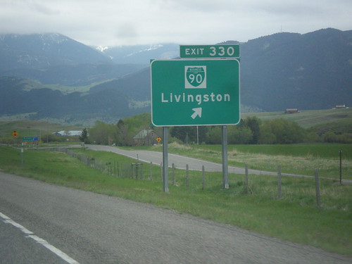 sign montana intersection i90 parkcounty biggreensign us191 freewayjunction bl90livingston