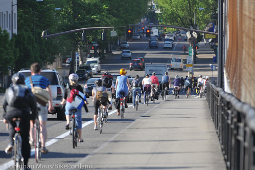 Bike traffic on NW Broadway-8