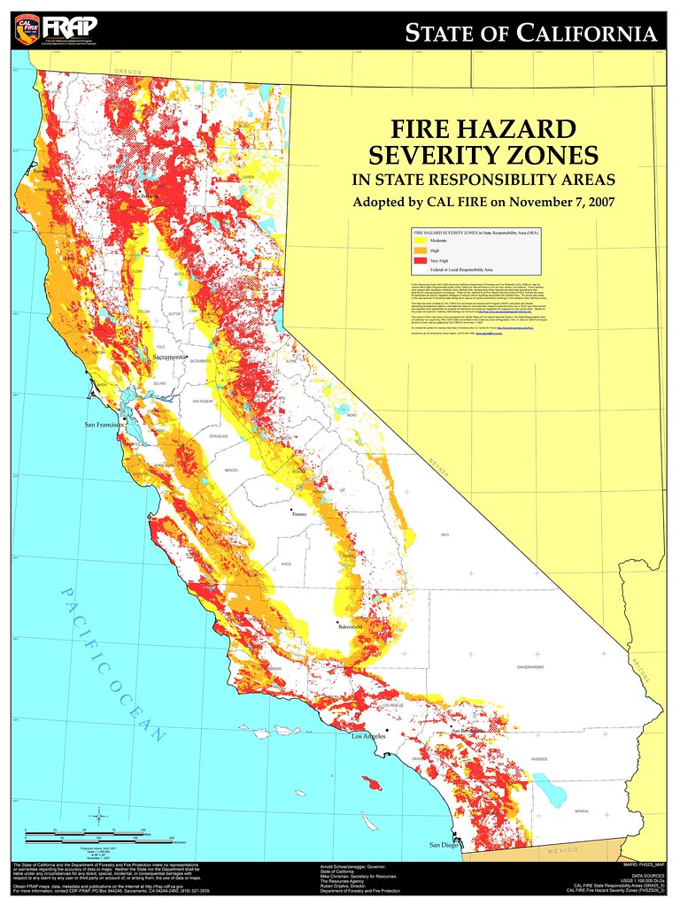 california fire hazard severity zone map | source frap.cdf.c