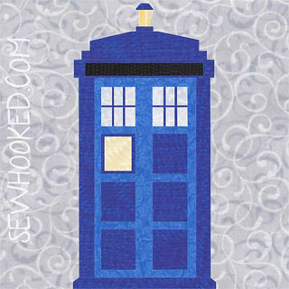 10" TARDIS quilt block, paper pieced