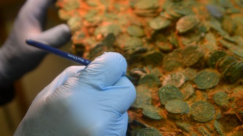 Jersey coin hoard conservation close-up