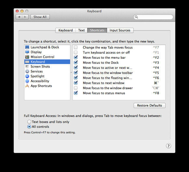 show keyboard shortcuts on a mac