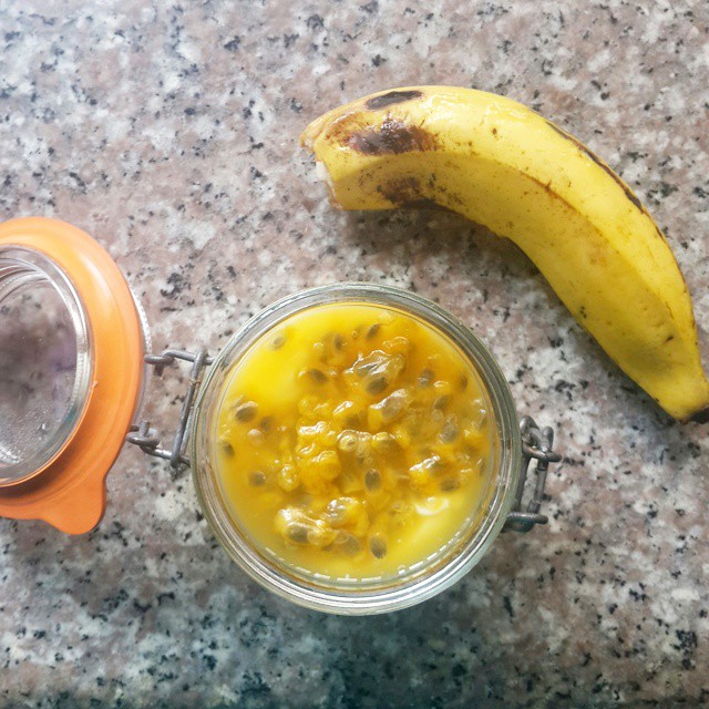 Life. In the Tropics.  Boy this was something.  Yogurt Passionfruit Banana  Heaven  You know how some things have that distinct, intense tropical flavour? Fragrance?  This is it  God is so good to me  #simplepleasures #kitchenbutterfly #instafood #instago