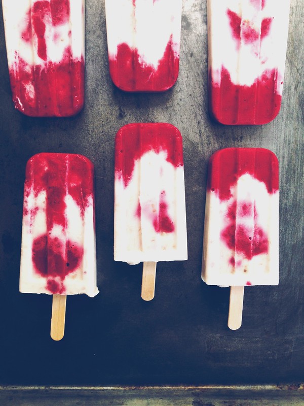 strawberry coconut popsicles