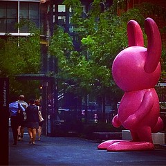 One of the #brookfieldbunnies keeping an eye on things outside the entrance to the #BrookfieldPlace tower for #Fringeworld #perthisok #perthlife #iphoneonly