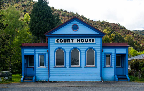 blue trees newzealand building architecture words hills southisland courthouse westcoast