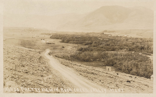Pretty view in Rock Creek Valley, Montana (original postcard)