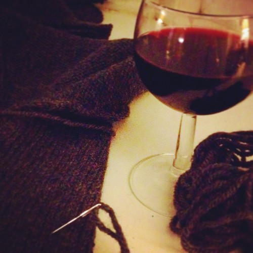 Finally sewing up this sweater jacket. Gonna need some wine...