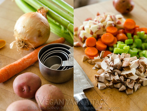 image collage of vegetable before and after chopping