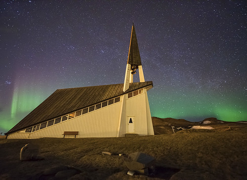 sky church modern night stars landscape lights iceland nightscape aurora northern auroraborealis mosfell