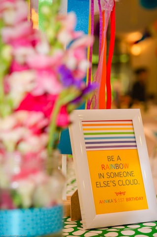 rainbow themed party centerpiece