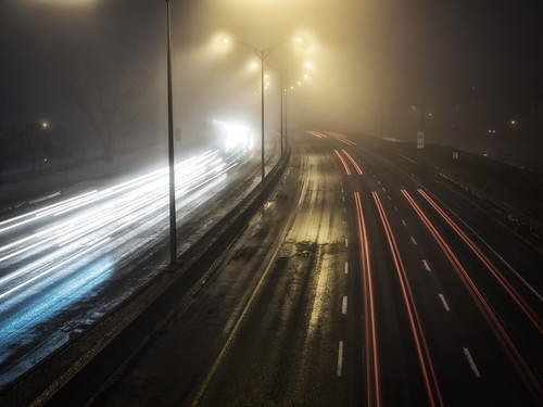 light mist reflection fog night speed traffic zoom lumière reflet circulation nuit brouillard brume longueuil vitesse filé lowspeed bassevitesse transtandard olympusem1 olympusm1240mmf28