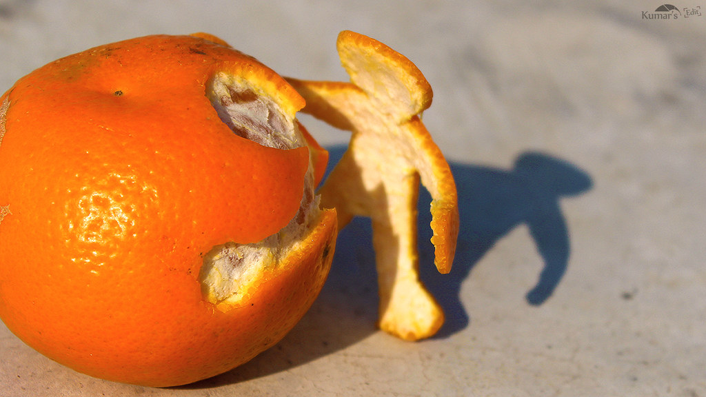Human shapes from orange outer peel # 2