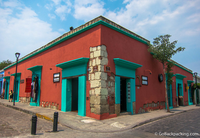 Colorful building in Oaxaca's historic city center