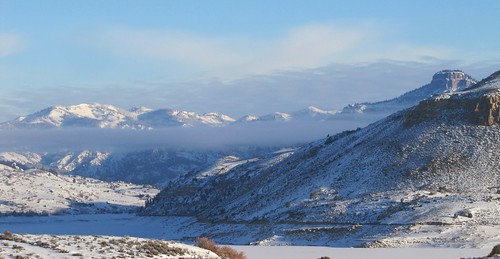 winter sky lake snow mountains clouds rural colorado shadows earlymorning us50 curecantinationalrecreationarea