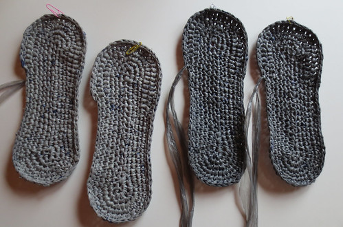 Crocheted Grey Plarn Sandal Soles
