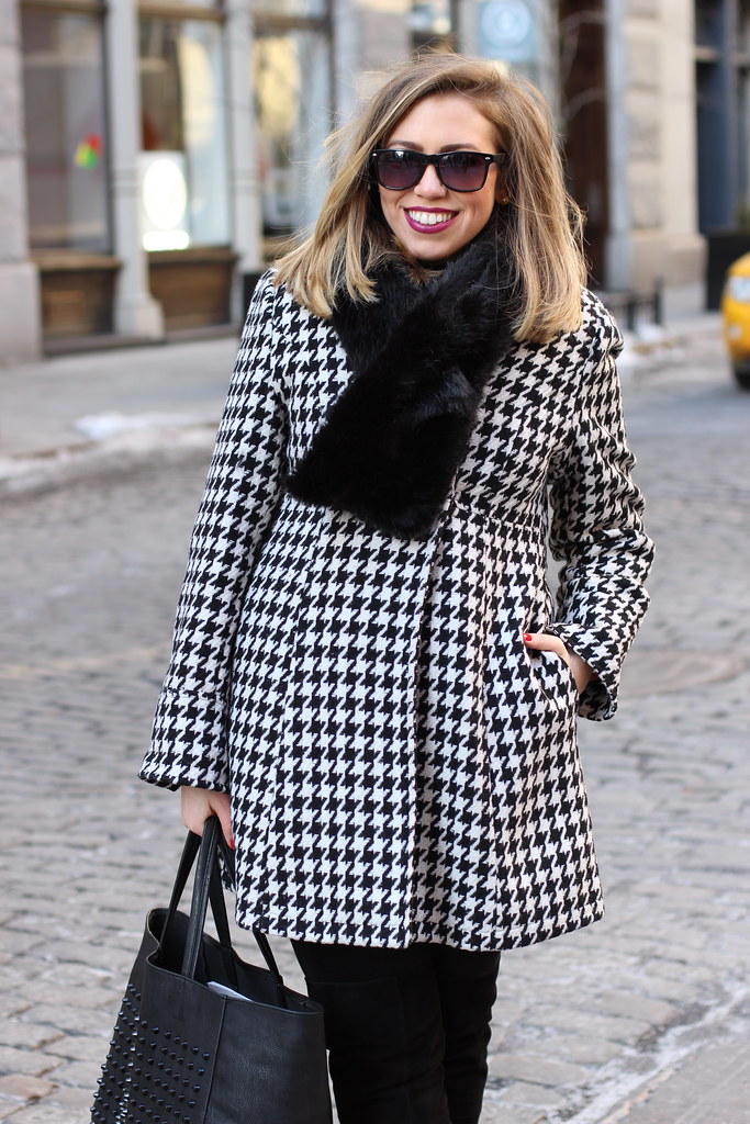 Bundled in Houndstooth | Winter Outfit | #LivingAfterMidnite
