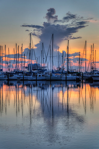 reflection clouds sailboat sunrise florida nik hdr stpetersburgpier photomatix