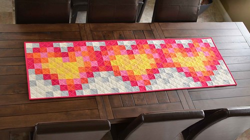 pixelated hearts table runner