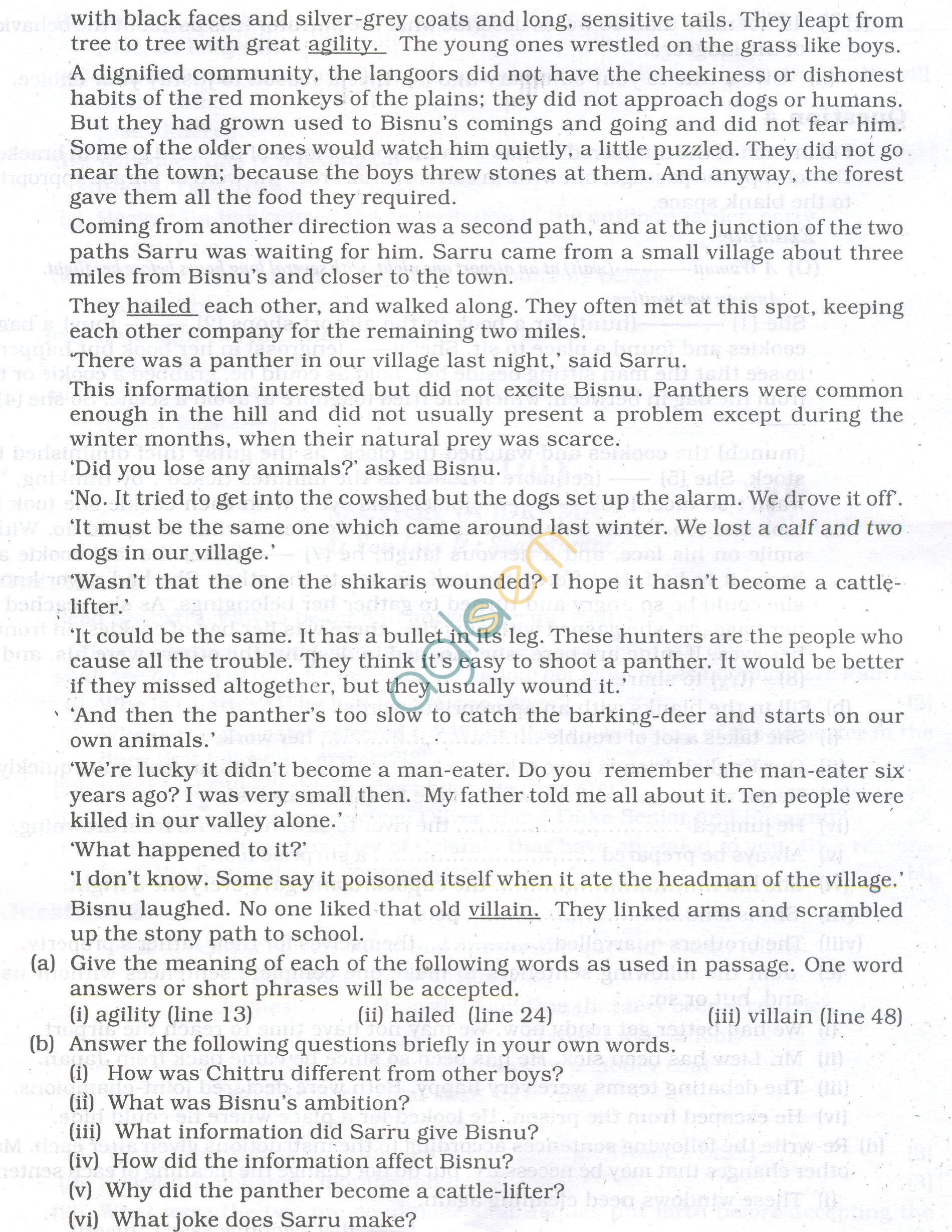 ICSE Question Papers 2013 for Class 10 - English Paper - 1