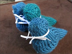 Flock of knitted birds
