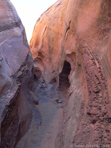 Interesting rock patterns in the upper end of Peek-a-Boo Slot, Dry Fork Slots, Grand Staircase Escalante National Monument, Utah