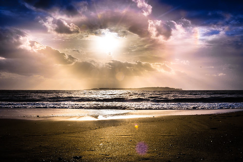 ocean sky sun beach water sunshine clouds lights sand colours halo hdr
