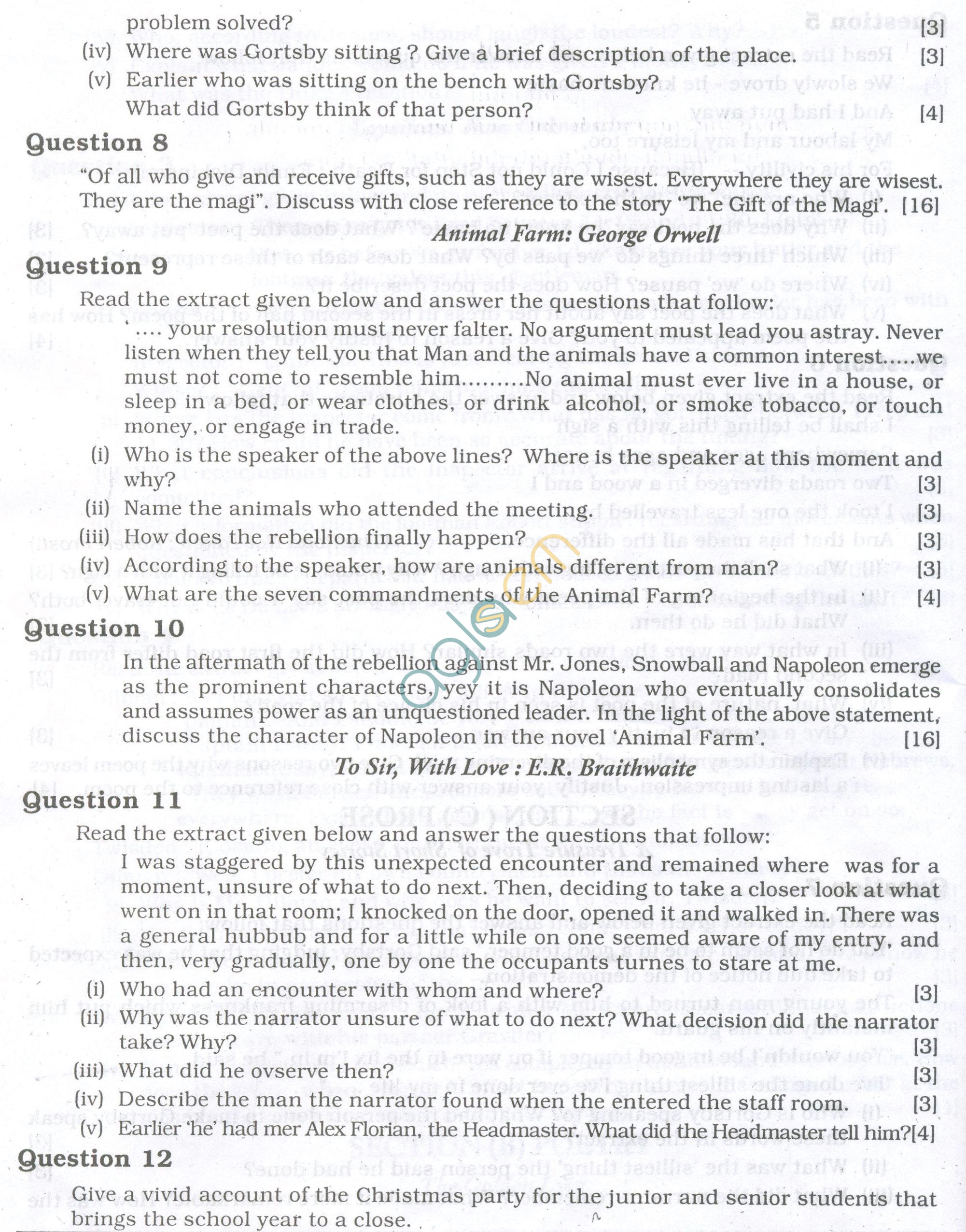 ICSE Question Papers 2013 for Class 10 - English Paper - 2/