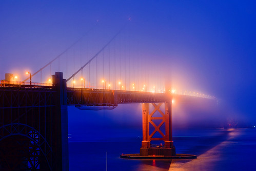 sanfrancisco california longexposure bridge fog night golden gate san francisco unitedstates