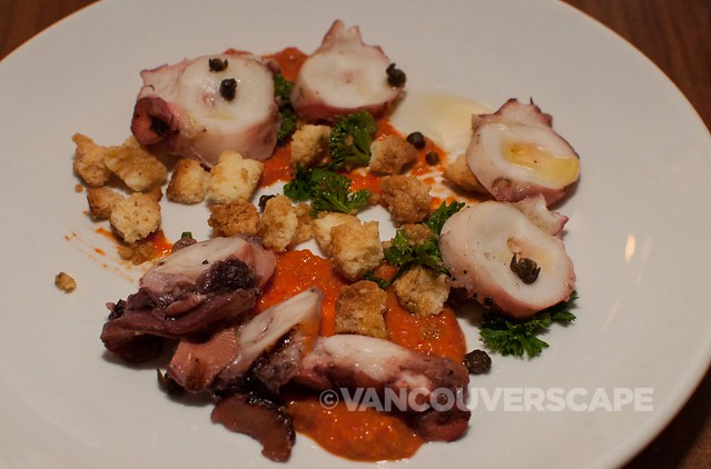 PiDGiN's Grilled octopus, romesco, fennel biscotti