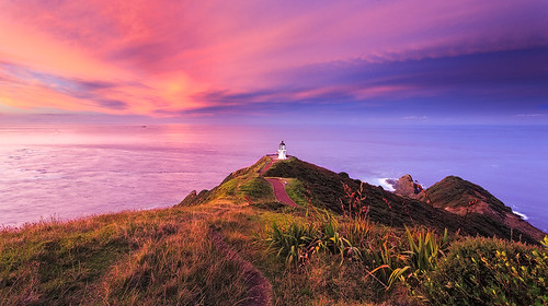 sunset newzealand lighthouse colorful sonnenuntergang leuchtturm capereinga neuseeland