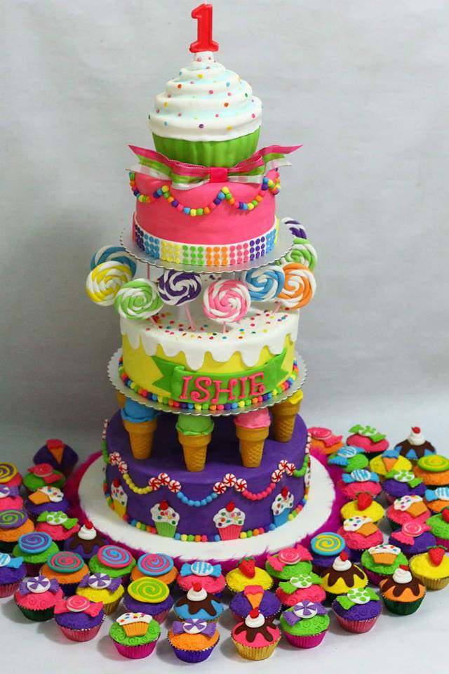 So Colorful Cake and Cupcakes by Emily Martinez-Tabora