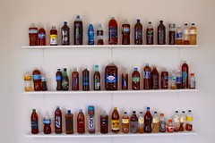 Line of plastic bottles