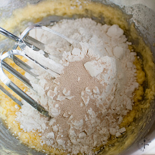 dump in flour and yeast