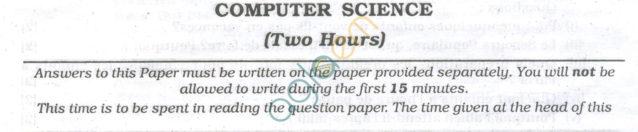 ICSE Question Papers 2013 for Class 10 - Computer Science/