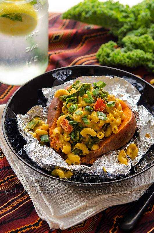 This recipe takes your loaded baked potato to a whole other level. Smoky Mac-stuffed Sweet Potatoes are delicious AND fun! Vegan, dairy-free