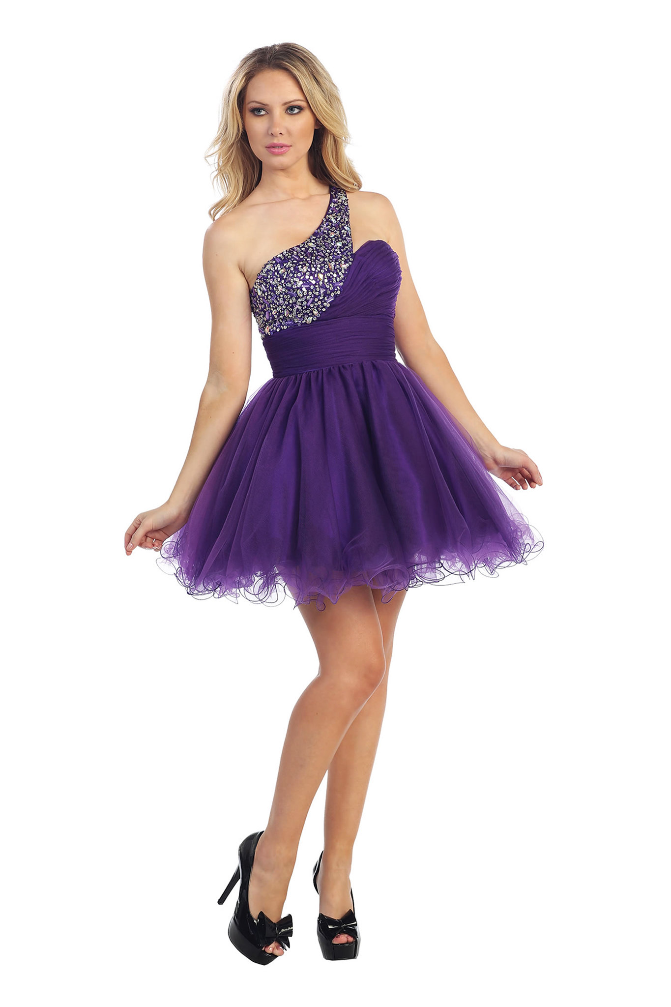 Fun Short Tutu Prom Sweet 16 Party Dress Sequined Straps Dazzling ...