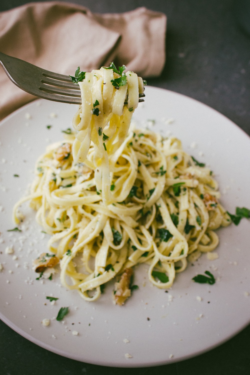 Walnut, Parsley and Parmesan Linguine | Simple Provisions