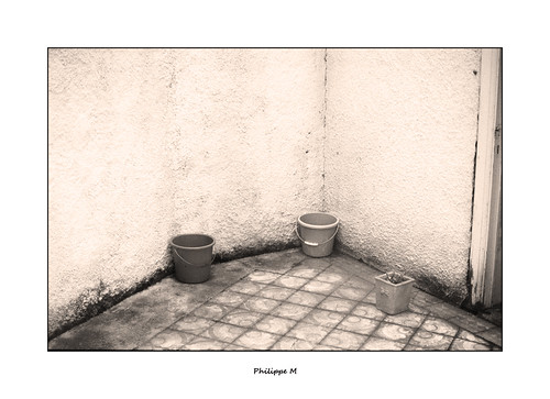 sol wall bucket ground courtyard mur cour seau