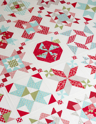 2012 Moda Mystery Designer Block of the Month by Fat Quarter Shop. Fabric is Vintage Modern by Bonnie & Camille for Moda. Access the block patterns and finishing instructions here.