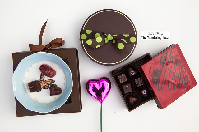 Handpainted edible chocolate box of chocolates and bonbons by Stella Leona Artisan Chocolates