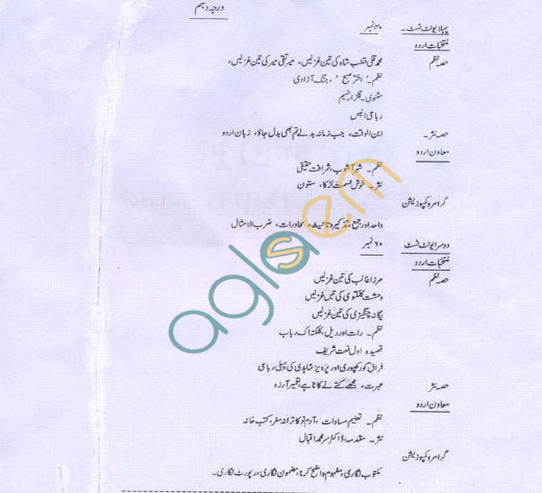 WB Board Syllabus for Madhyamik (Class 10) - Urdu
