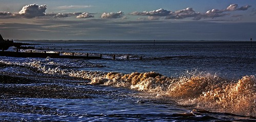 sunset sea beach water coast sand surf waves dusk shingle spray northsea breakers hornsea sydyoung