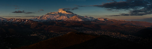 morning panorama mountain snow sunrise turkey landscape dawn volcano top aerial volcanic talas erciyes kayseriprovince
