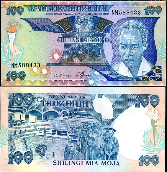 100 Šilingov Tanzánia 1986, Pick 14